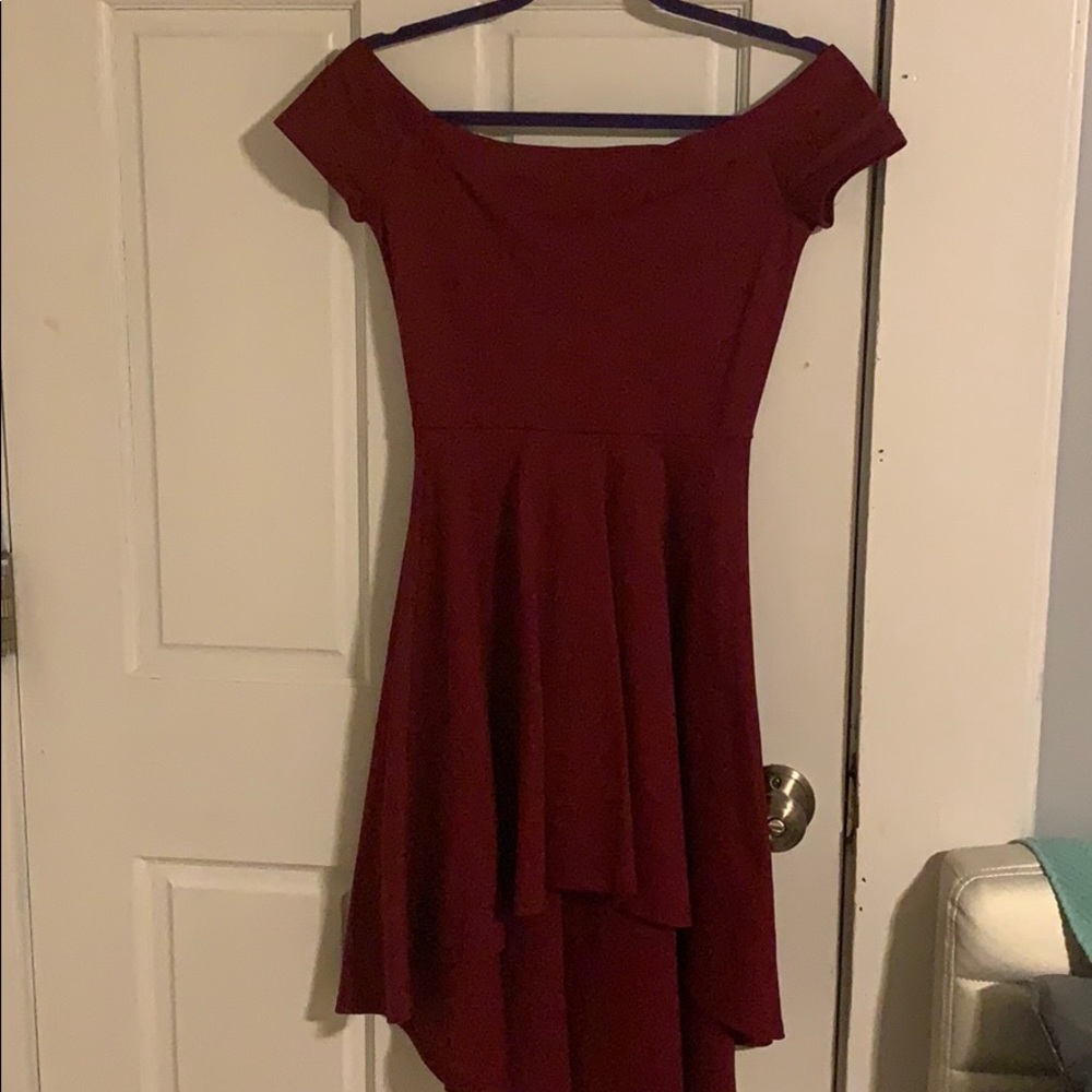 Burgundy off the shoulder dress